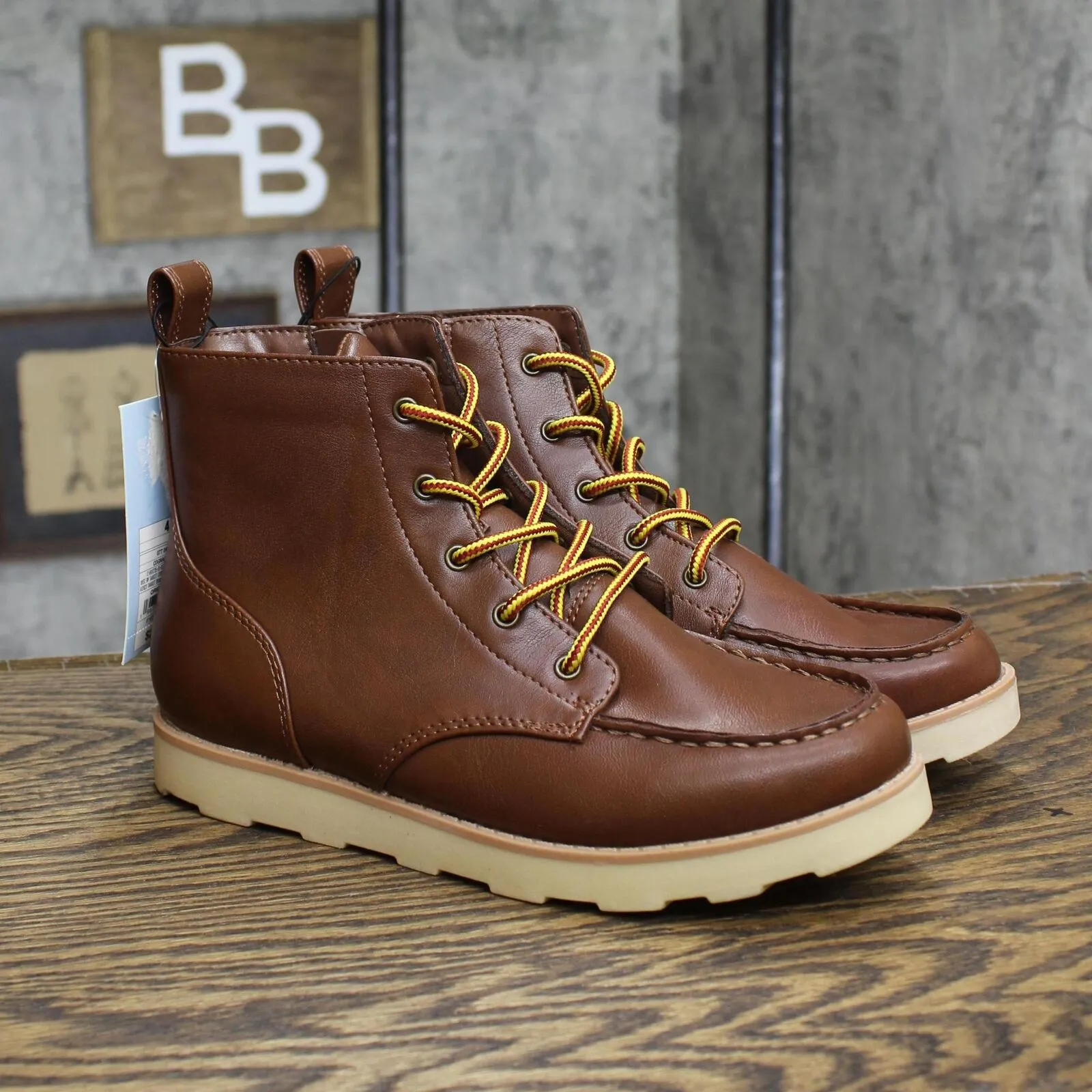 Cat & Jack Boys Lace Up Bosley Boots 88435812 Cognac Brown 4