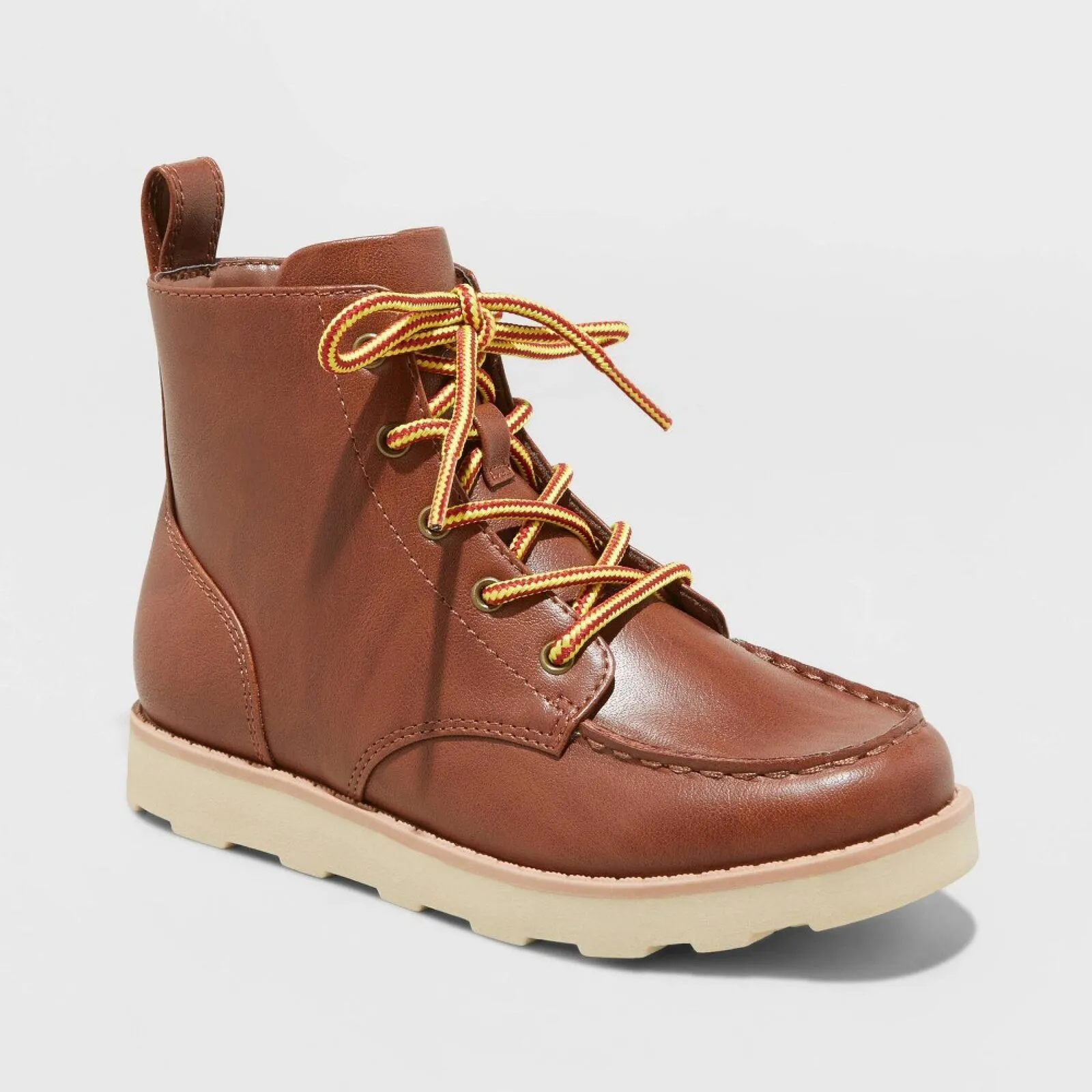 Cat & Jack Boys Lace Up Bosley Boots 88435812 Cognac Brown 4