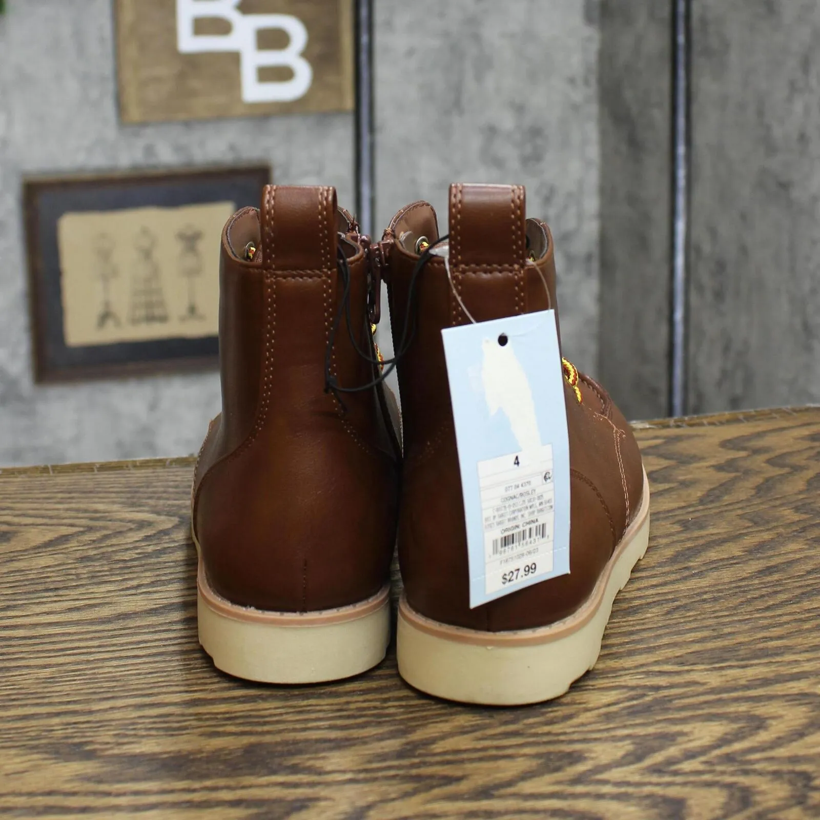 Cat & Jack Boys Lace Up Bosley Boots 88435812 Cognac Brown 4