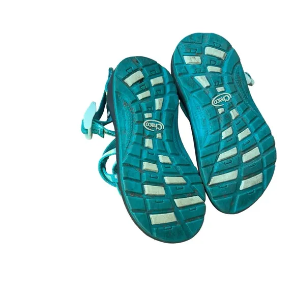 Chacos EcoTread Teal white green Strappy Adjustable Sandals kid size 11