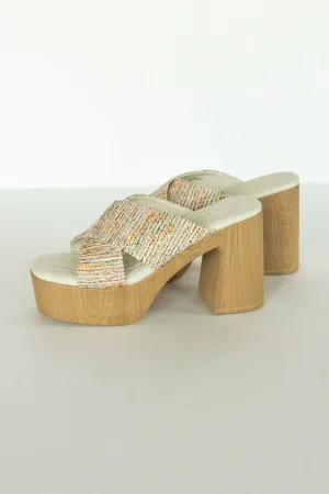 [CHINESE LAUNDRY] ARLING PLATFORM SLIDE SANDAL-MULTI WEAVE
