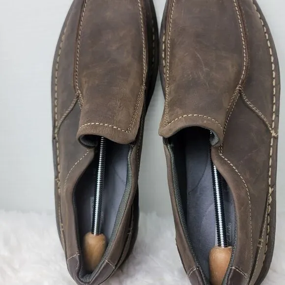 Clarks Vanek Step Mens Shoes Brown 15 M Leather Slip-On Comfort Casual Loafers