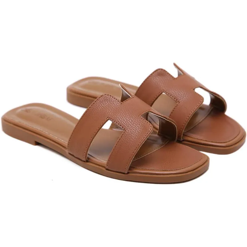 Classic Dual Strap Slide Sandals For Women