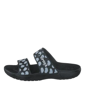 Classic Heart Print Sandal Black / White