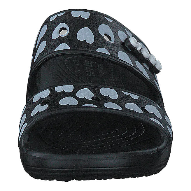 Classic Heart Print Sandal Black / White