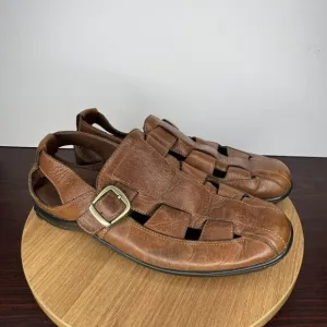 Cole Haan Brown Leather Fisherman Sandals Shoes Buckle Vibram Soles Size 9 Men