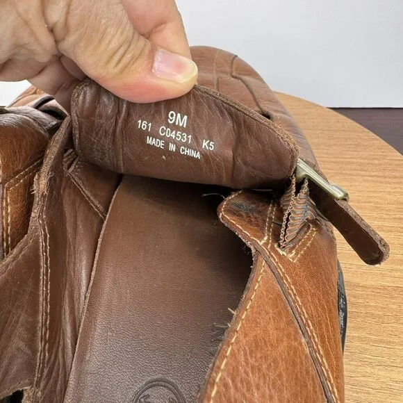 Cole Haan Brown Leather Fisherman Sandals Shoes Buckle Vibram Soles Size 9 Men