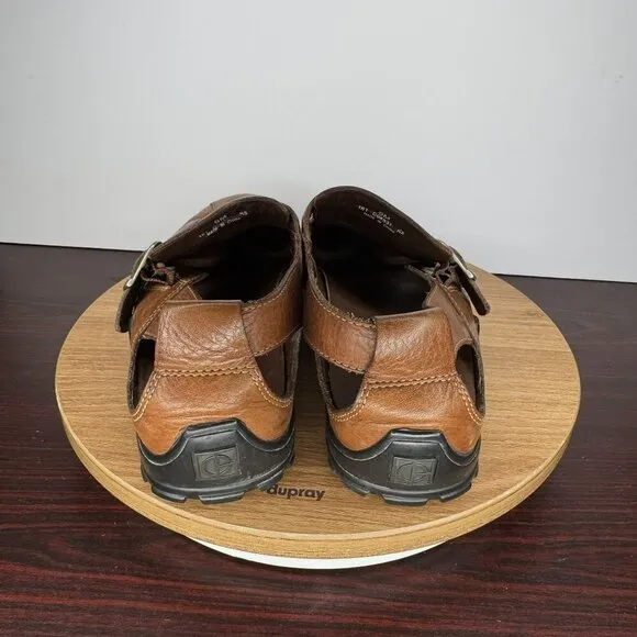 Cole Haan Brown Leather Fisherman Sandals Shoes Buckle Vibram Soles Size 9 Men
