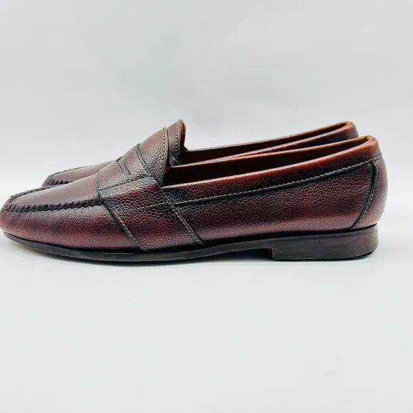 Cole Haan Loafers Mens 10.5 Brown Pebbled Leather Penny Casual Vintage Shoes