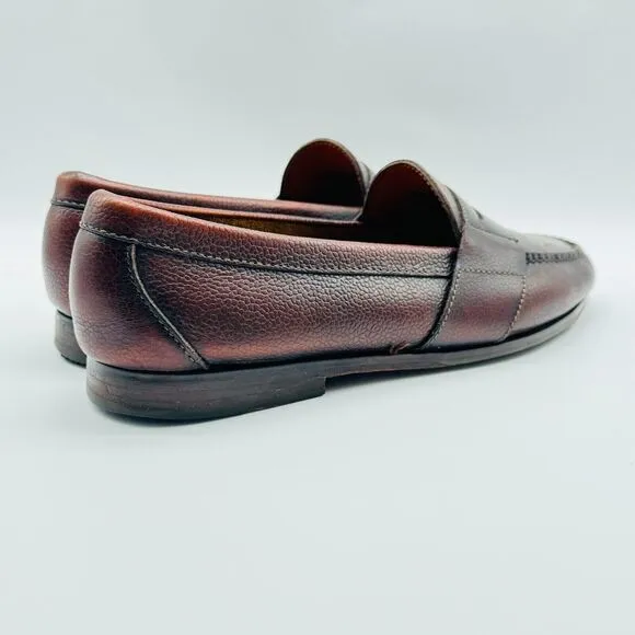 Cole Haan Loafers Mens 10.5 Brown Pebbled Leather Penny Casual Vintage Shoes