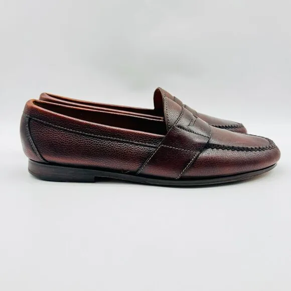 Cole Haan Loafers Mens 10.5 Brown Pebbled Leather Penny Casual Vintage Shoes
