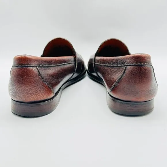 Cole Haan Loafers Mens 10.5 Brown Pebbled Leather Penny Casual Vintage Shoes