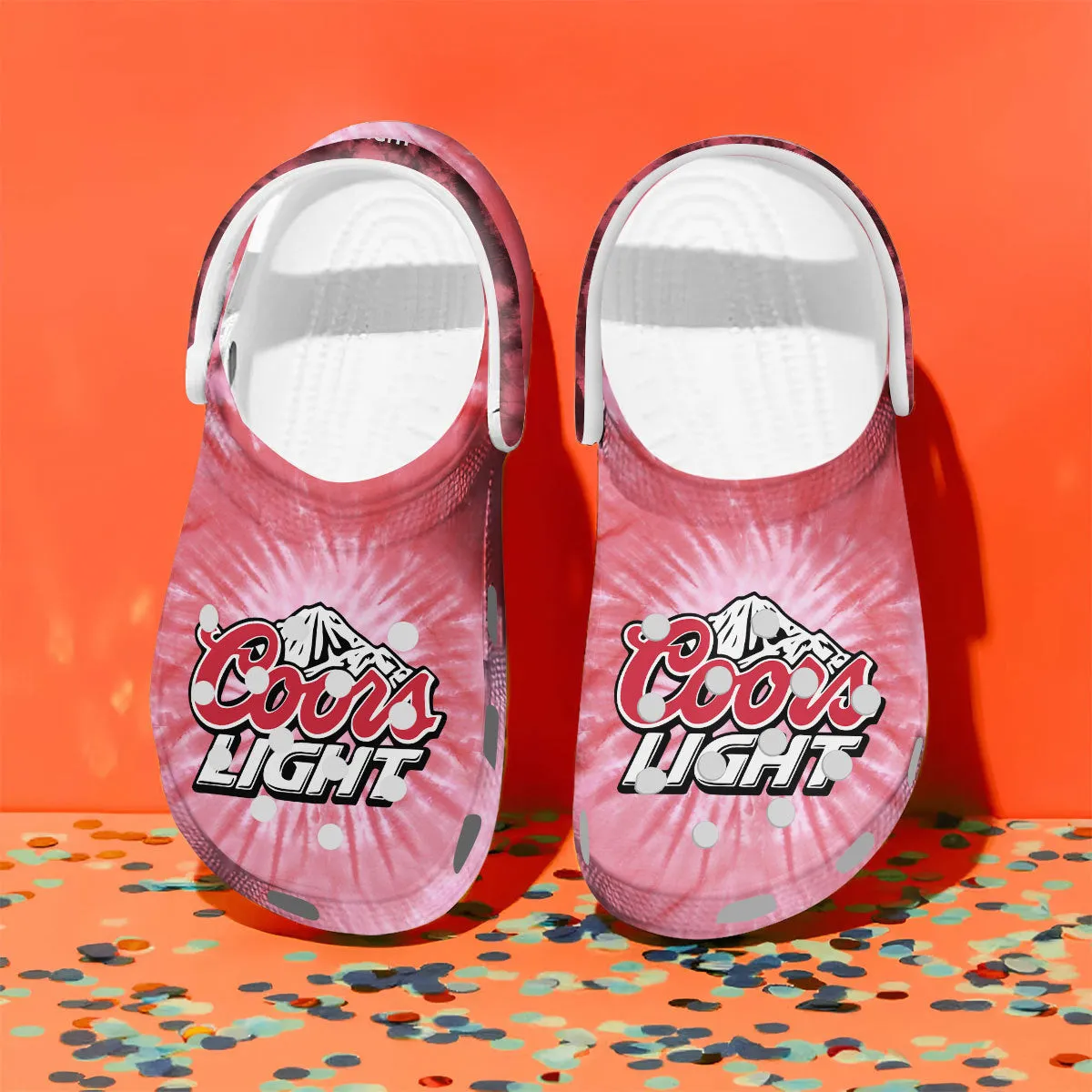 Coors Light Beer Red Tie Dye Pattern Clogs For Kids Adults