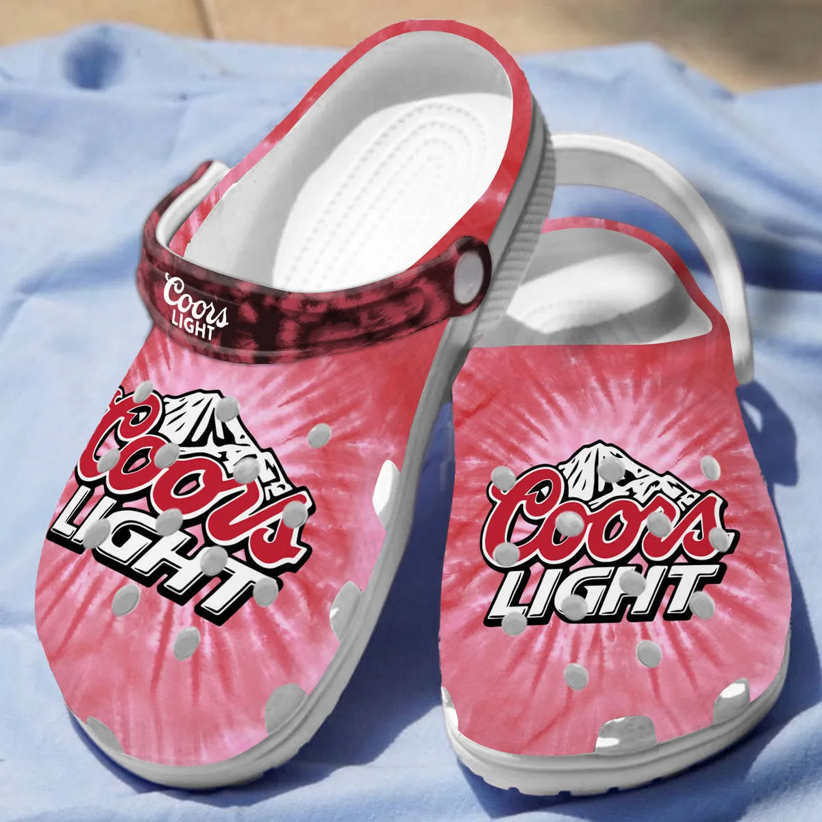 Coors Light Beer Red Tie Dye Pattern Clogs For Kids Adults