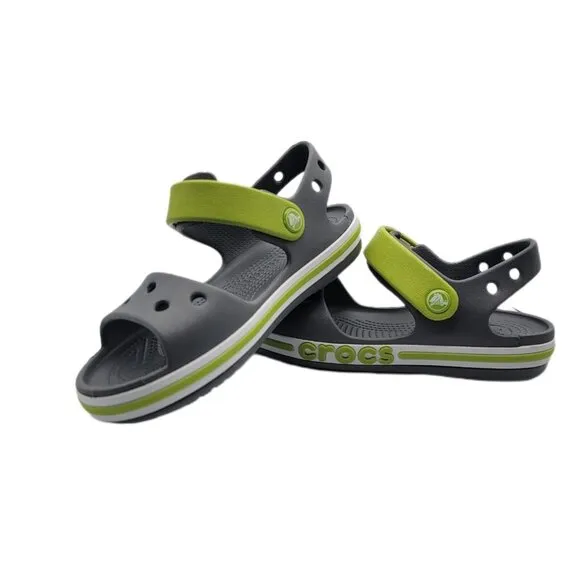 Crocs Sandals Bayaband Big Boys Size C12 Casual Sandals Grey And Green