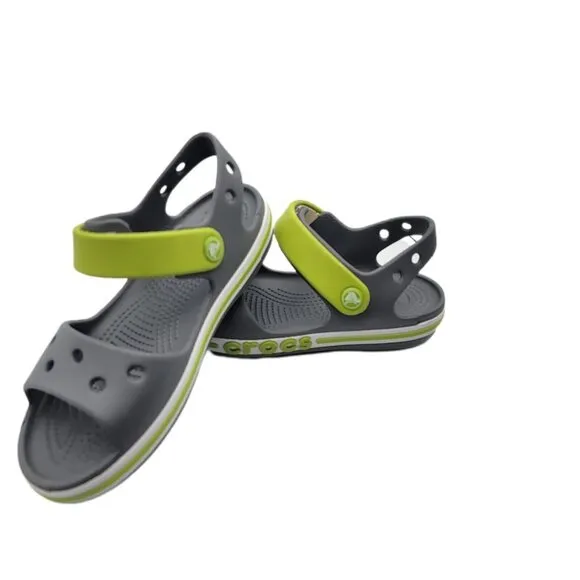 Crocs Sandals Bayaband Big Boys Size C12 Casual Sandals Grey And Green