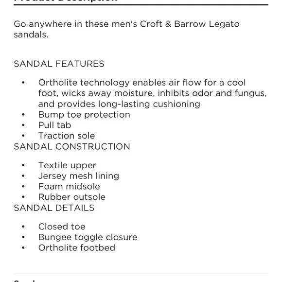 Croft &amp; Barrow Legato Men’s Sandals