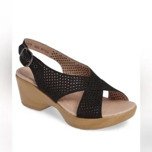 Dansko Jacinda wedge slingback black sandals black 41