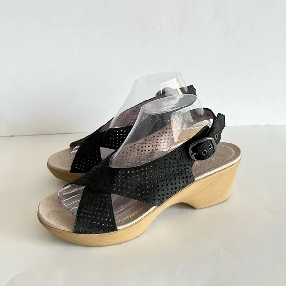 Dansko Jacinda wedge slingback black sandals black 41