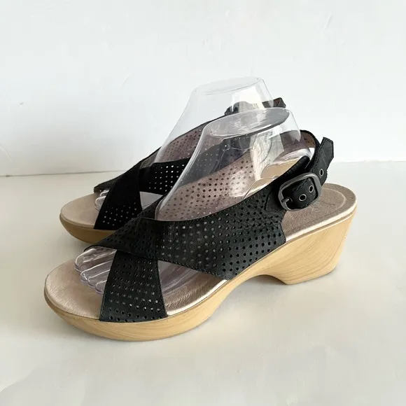 Dansko Jacinda wedge slingback black sandals black 41