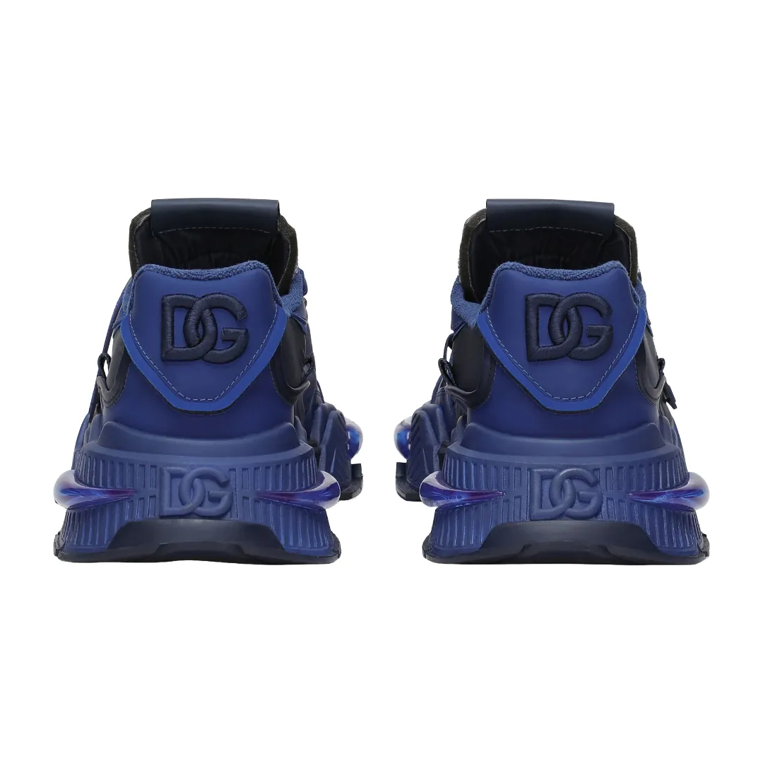 DOLCE & GABBANA MIXED-MATERIAL AIRMASTER SNEAKERS BLUE