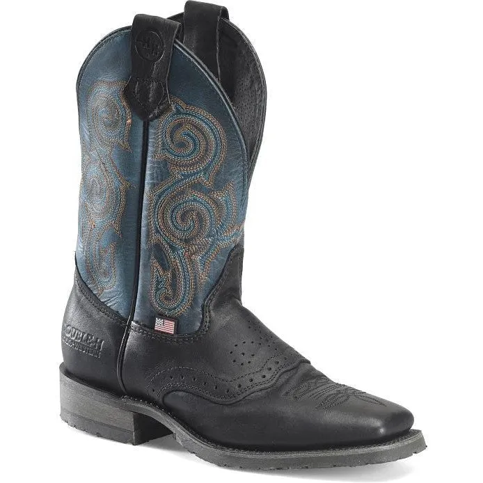 Double H Men's Nolen 11" Square Toe Roper Western Classic Boot- Black- DH4660
