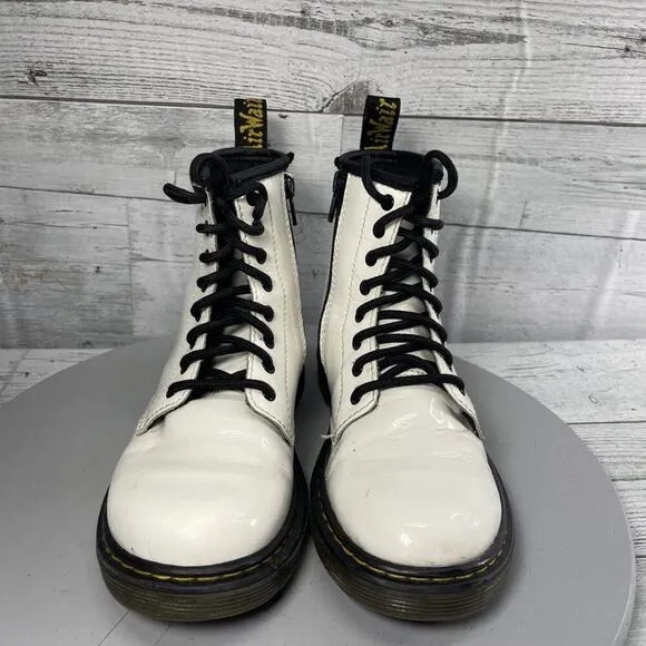 Dr. Martens 1460 J White Leather Round Toe Lace Up/Zip Ankle Boots Kid’s Size 3