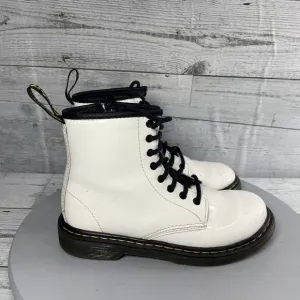 Dr. Martens 1460 J White Leather Round Toe Lace Up/Zip Ankle Boots Kid’s Size 3
