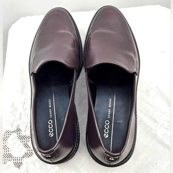 Ecco Incise Tailored Loafer Shale Brown Size 7 EUC