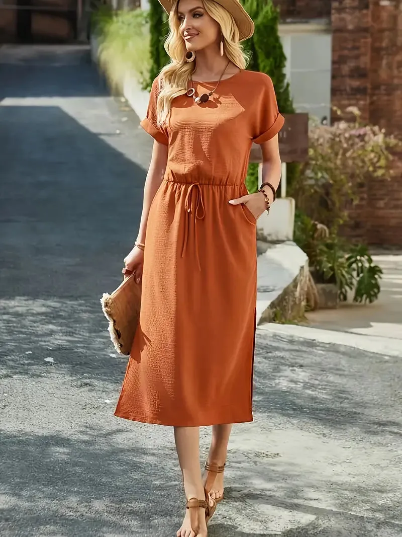 Effortless Midi Dress with Adjustable Waist