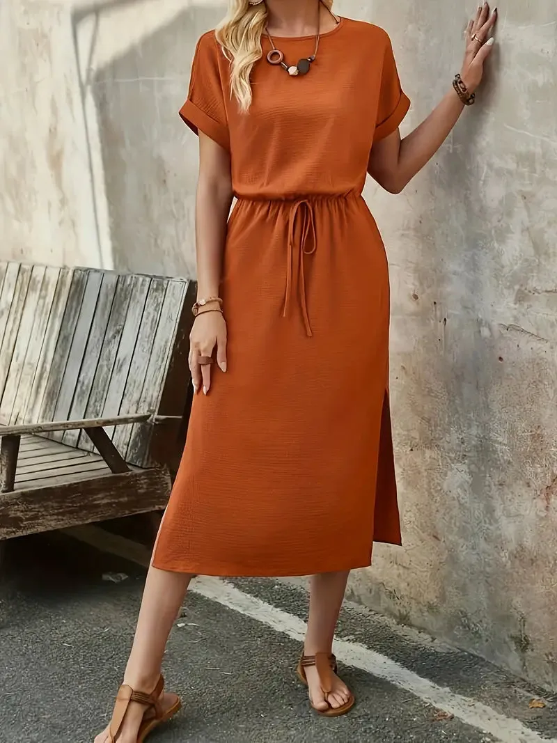 Effortless Midi Dress with Adjustable Waist
