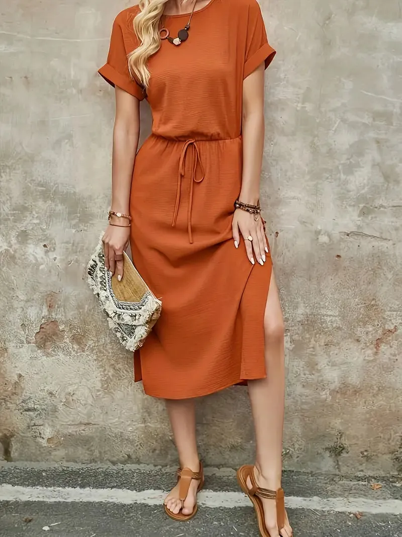 Effortless Midi Dress with Adjustable Waist