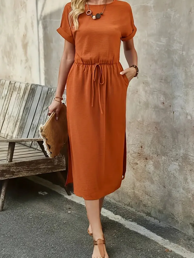Effortless Midi Dress with Adjustable Waist
