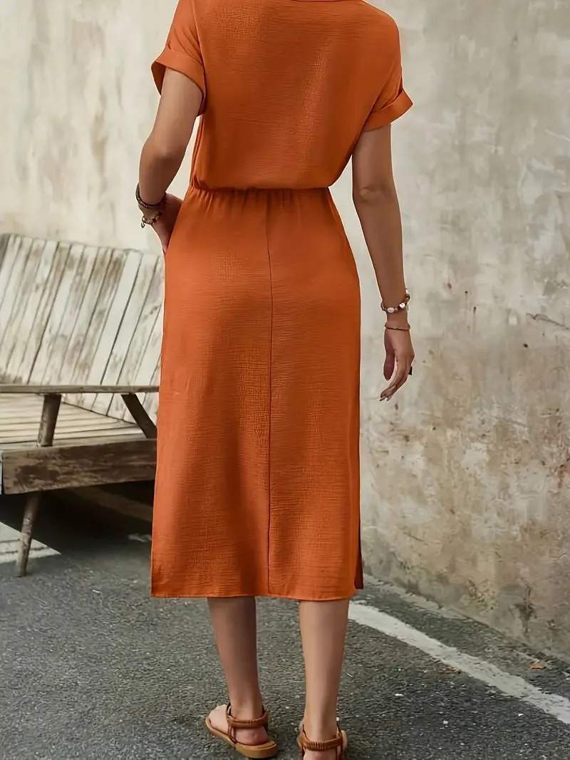 Effortless Midi Dress with Adjustable Waist