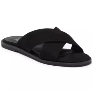 Eileen Fisher Cape Crossover Leather Suede Criss Cross Sandals Black Size 9