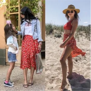 Faithfull The Brand | Celeste Wrap Midi Skirt in Red Floral Small/US 4