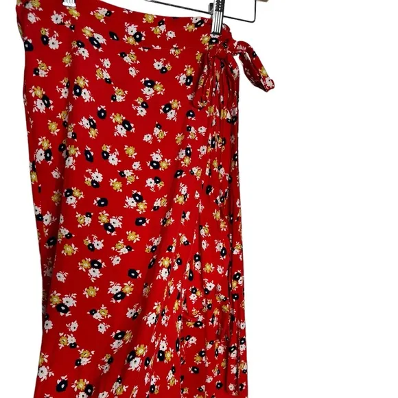 Faithfull The Brand | Celeste Wrap Midi Skirt in Red Floral Small/US 4