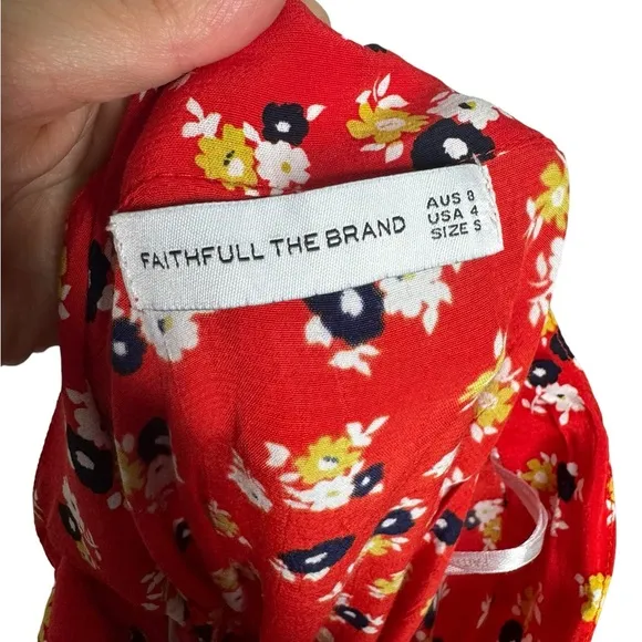 Faithfull The Brand | Celeste Wrap Midi Skirt in Red Floral Small/US 4
