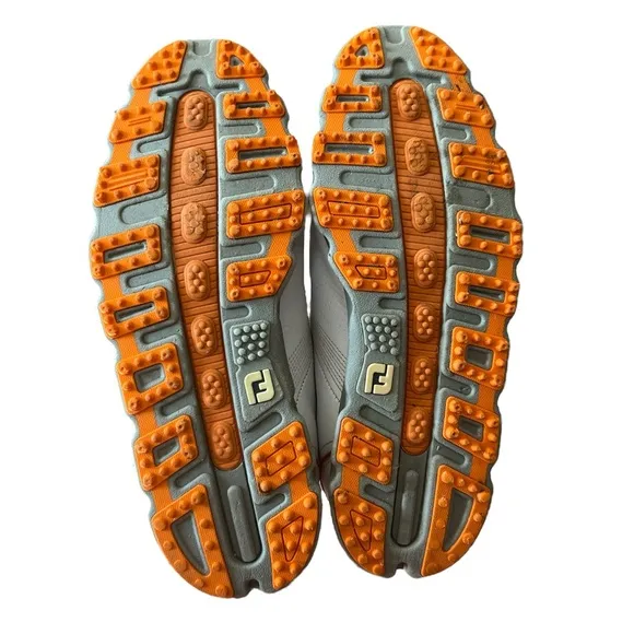 FootJoy DryJoys 53649 Tour White Leather Orange Spikeless Golf Shoes Mens Size 9
