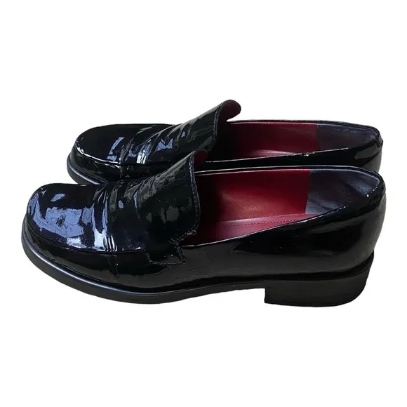 Franco Sarto Slip On Black Bocca Patent Leather Loafers​​​​
