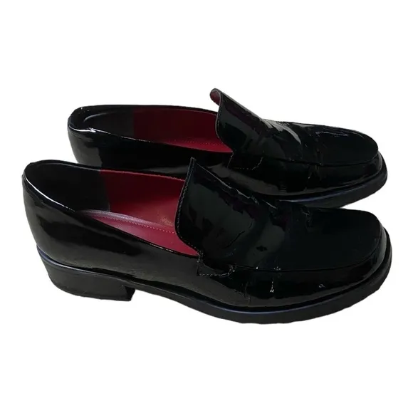 Franco Sarto Slip On Black Bocca Patent Leather Loafers​​​​