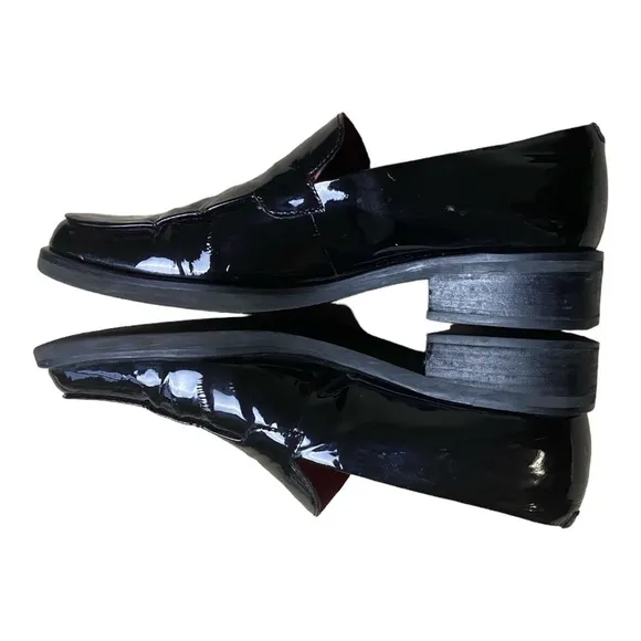 Franco Sarto Slip On Black Bocca Patent Leather Loafers​​​​