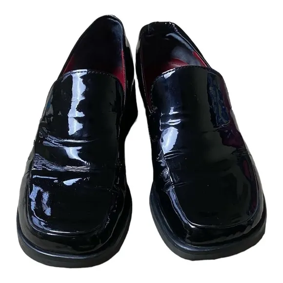 Franco Sarto Slip On Black Bocca Patent Leather Loafers​​​​