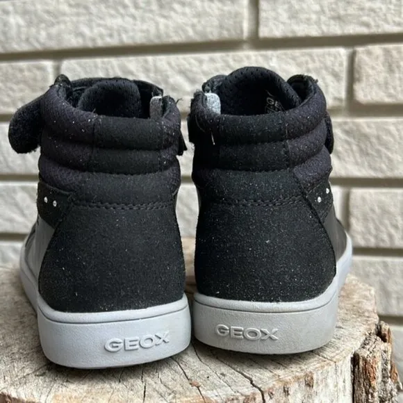 GEOX Kathe Black High Top Leather Sneakers Sz3.5