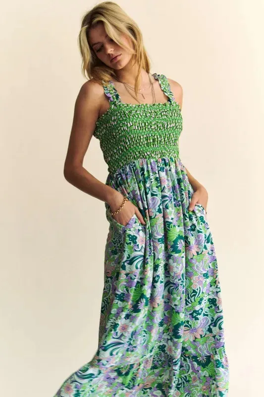 Going Green Strappy Midi Dress