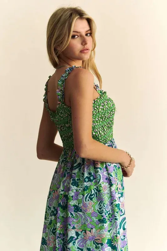 Going Green Strappy Midi Dress