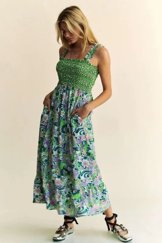Going Green Strappy Midi Dress