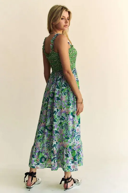 Going Green Strappy Midi Dress