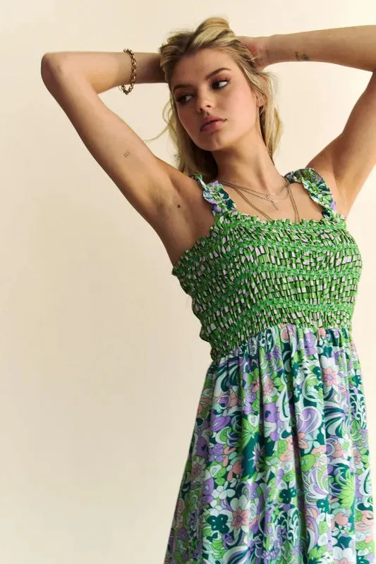 Going Green Strappy Midi Dress