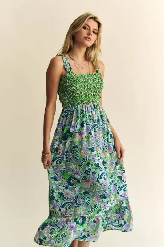 Going Green Strappy Midi Dress